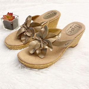 b.o.c. Tan Floral Wedge Sandals